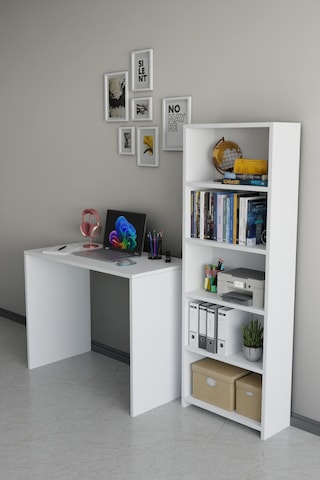 Kitaplıklı Çalışma Masası Bilgisayar Masası Öğrenci Ofis Masası Çok Amaçlı Kitaplıklı Çalışma Masası Beyaz