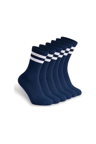 Socketta Erkek Spor Dikişsiz Havlu Taban 6'lı Lacivert Premium Soket Çorap Lacivert