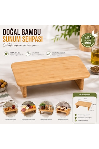 Bambu Ayaklı Kare Servis Tahtası