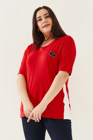Lady Majestic Büyük Beden Bluz - Kırmızı