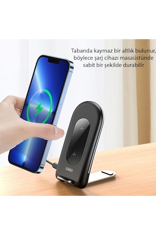 Duzzona W2 Katlanır Standlı 15W Hızlı Şarj Wireless Kablosuz Şar