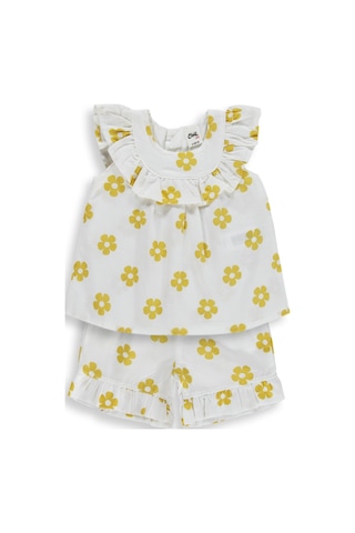 Civil Baby Çiçek Empirme Fırfırlı 6-18 Ay Takım - Hardal Soft Hardal