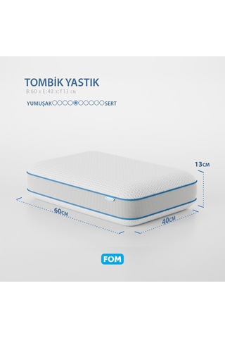 FOM 2'li Tombik Full Ortopedik Masaj Etkili Visco Yastık Kampanyası, Ortopedik, 60 x 40 x 13, Beyaz