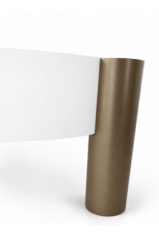 Noryn Yuvarlak Orta Sehpa Çap 90cm Beyaz Ve Bonj Renk Metal Ayak 35cm Modern Tasarım Dekoratif Beyaz - Bonj19
