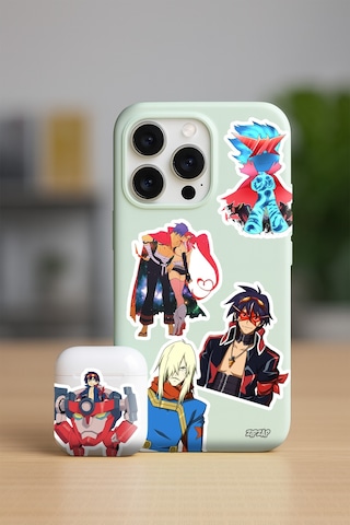 Gurren Lagann Tengen Toppa Anime Telefon Laptop Yapışkanlı Folyo Sticker Paketi 25 Adet Çok Renkli