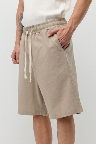 Vamos Basic Oversize Keten Şort Bej