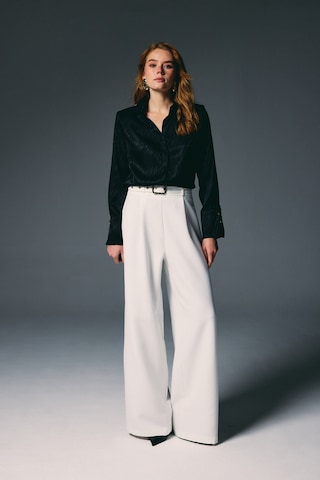 Sateen Kemerli Bol Pantolon - Ekru-136822 Ekru