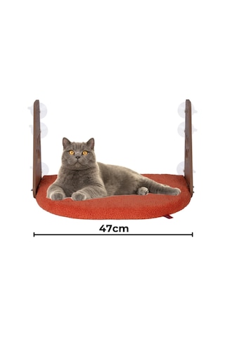Cam Yatağı Vantuzlu Kedi Cam Yatağı Vantuzlu Yatak Turuncu