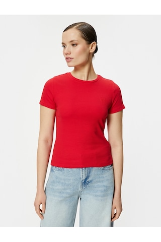 Koton Basic Tişört Bisiklet Yaka Kısa Kollu Pamuklu Slim Fit Kırmızı 4sak50445ek 4SAK50445EK401 Kırmızı