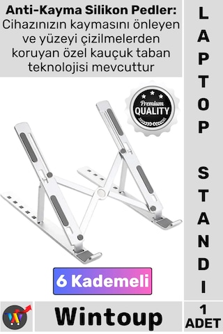 Stand 6 Kademeli Ergonomik Katlanabilir Taşınabilir Masaüstü Alüminyum Ayarlanabilir Laptop Standı Çok Renkli