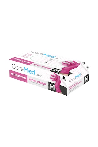 Pembe Nitril Pudrasız Eldiven 100 Lü Medium