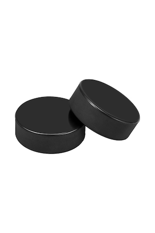 Vkemall 2 Adet Lastik Hokey Topu - 7.5x2.5cm Boyutlu, 163g Ağırlıklı Oyun Malzemesi Siyah