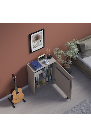 Asra Trend Fonksiyonel Kitaplık MD002 %100 MDF Katlanır Çalışma Masası Kül Gri