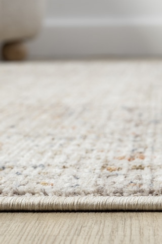 Seyran Peru 10204 Bej Antialerjik Polyester Makine Halısı Dokuma Tabanlı, Düz Saçak, Leke Tutmaz Açık Bej