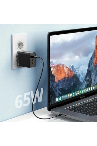65w Hızlı Şarj Edebilen Type C Uçlu Şarj Aleti 5365
