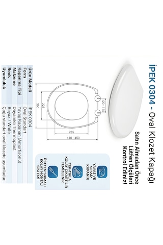 İpek Klozet Kapağı Yavaş Kapanır Oval Form Termoplast Klozet Kapağı Beyaz