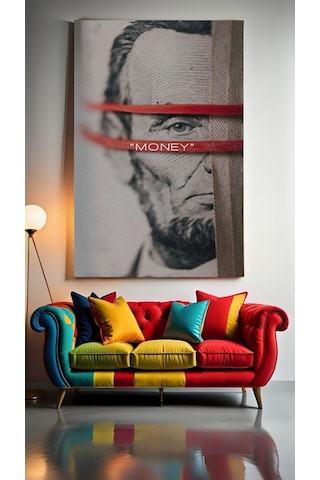 Abraham Lincoln Money Ev Duvar Salon Güzellik Salonu Ofis Dükkan Dekarasyon Kanvas Tablo