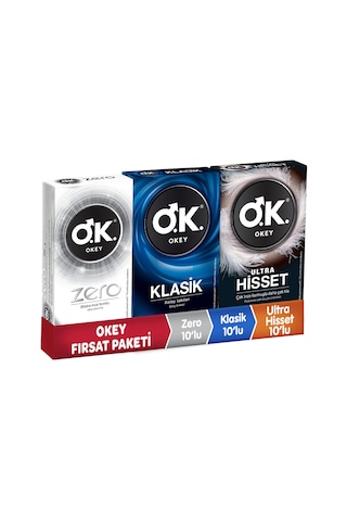 Okey Ultra Hisset + Klasik + Zero Prezervatif 3 x 10'lu