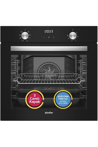 Simfer 9 Fonksiyon QS Dijital Siyah 2'li Ankastre Set (8208 Fırın + 3500 Ocak)