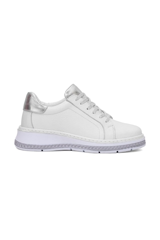 Venüs 25150007y Kadın Hakiki Deri Bağcıklı Feta Topuk Sneaker Ayakkabı Beyaz