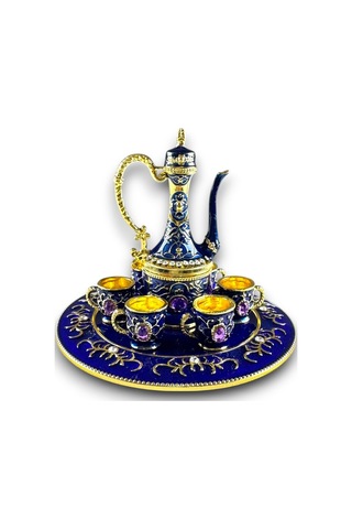 Taş Detaylı Dekoratif Likör Takımı 8 Parça Mıknatıslı Tepsi Üzerinde Sabit Taşlı Takım 10x8 CM 728352589