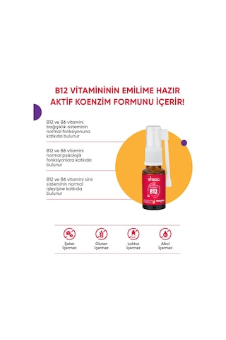 Vitago Prometilkobalamin Vitamin B6 İçeren Oral Sprey 10 ML