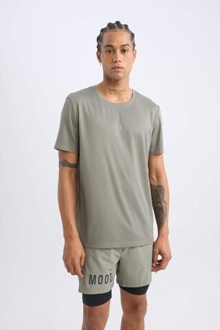 Defacto Defactofit Slim Fit Dar Kesim Bisiklet Yaka Baskılı Sporcu Kısa Kollu Tişört X6142az25spkh457 Haki
