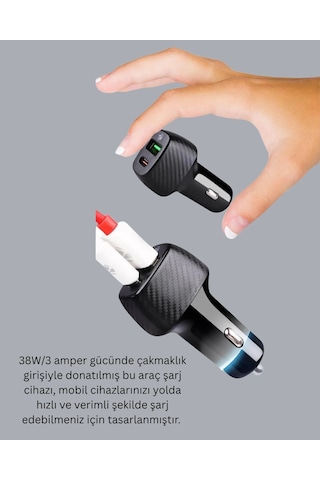 Kompakt Tasarımlı Type-c + Usb Girişli Araç Şarj Başlığı 75259166