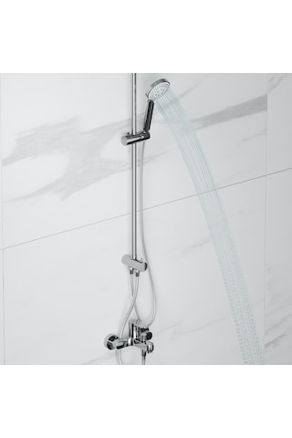 Adell Lido Rain Duş Sistemi + Lento Banyo Bataryası 2 Parça Set Parlak Krom Krom