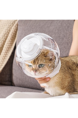 Homyl Kedi Namlu Şeffaf Pet Bakım Başlığı Ev Seyahat 16cm