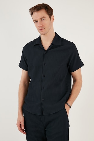 Buratti Apaş Yaka Kısa Kollu Regular Fit Erkek Gömlek Cf24S117842 Lacivert
