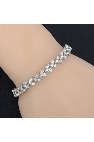 Zirkon Taşlı Gümüş Bileklik, 2022Trend Sevgililer Günü Hediye Si Çok Renkli