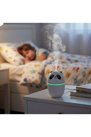 Masaüstü Oda Nemlendirici Panda Figürlü Hava Nemlendirici Ultrasonik Soğuk Buhar Makinesi Led Aydınlatmalı