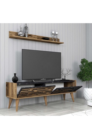 Variant Valensiya 140cm Tv Ünitesi - Ceviz / Siyah Mermer