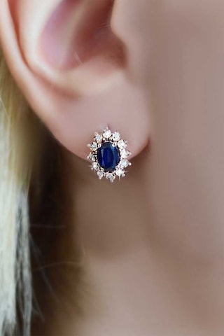 Rose Safir Pırlanta Küpe