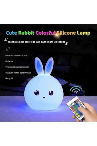 Opulentliving Bebek Tavşan Gece Lambası, Şarj Edilebilir, Çok Renkli Yürü, Rahatlatıcı Işık Çok Renkli