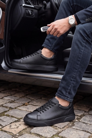 Liarca Asterio %100 Hakiki Deri Ultra Hafif Tabanlı Sneaker Klasik Siyah Casual Ayakkabı