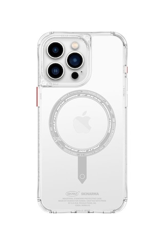Apple Uyumlu iPhone 15 Pro Max Kılıf Skinarma Şeffaf Airbag Tasarım Magsafe Şarj Özellik Saido Kapak Siyah
