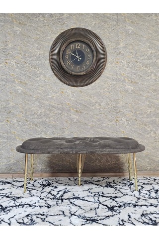 Zafir Ufo Oturak Bench - Gold Kaplama Telli Ayak - Oturak - Bench - Puf - Yatak Ucu Pufu Kahverengi