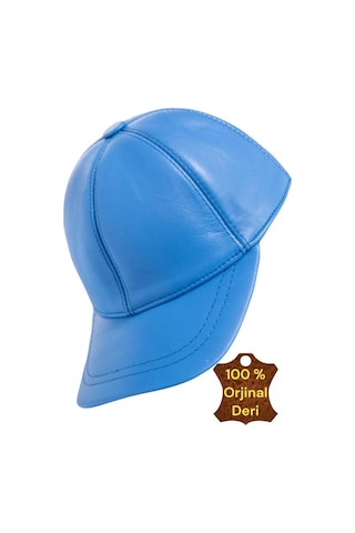 Tezzgelsin Unisex %100 Deri Arkadan Ayarlanabilir Baseball Kep Şapka Mavi