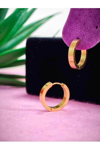 Çelik Küpe 22 Ayar Altın Kaplama Özel Burma Model Renk Atmaz 2 Yıl Garantili 316 L Çelik Altın - Pembe