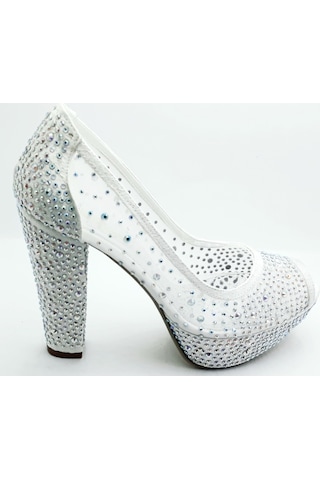 Punto 586398 Sedef Kadın Taşlı Abiye 13 Cm Topuklu  Ayakkabı
