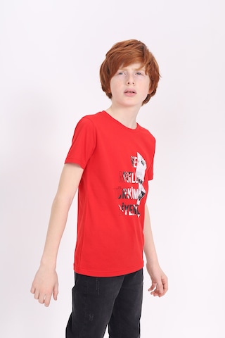 Toontoy Unisex Çocuk Atatürk Baskılı Tişört Kırmızı