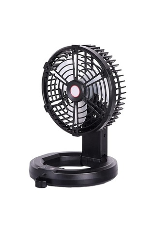 Kamp Fanı Taşınabilir Şarjlı Lambalı Fan 8757 Siyah