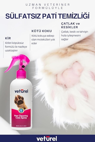 Köpek Pati Temizleme Koku Giderici Kir Çatlak Hijyen Eksikliği Önleyici Kedi Tüyü Hipokloröz Spreyi 300ml