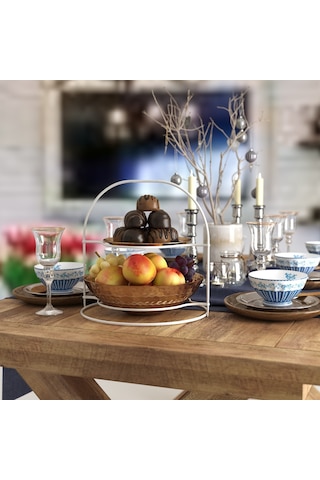 Teknotel 2'Li Servis Standı & Dolap Içi Raf Beyaz Mg072 Siyah