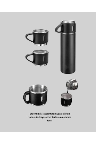 Çelik Termos Bardak Seti 500 Ml Kapasite, Kaymaz Taban, Hediye Kutulu Renkli
