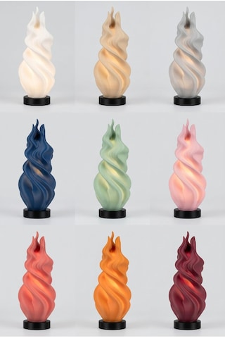 Fire Model - Led Abajur - Masa Lambası - Usb 5v İle Çalışır - Slim Led Aydınlatması Dahildir - Dekoratif Lamba - Renk Seçenekli Çok Renkli