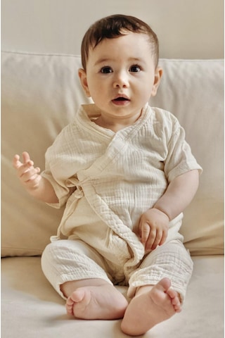 Cigit Organic Kruvaze Müslin Tulum 0-9 Ay Naturel Beyaz