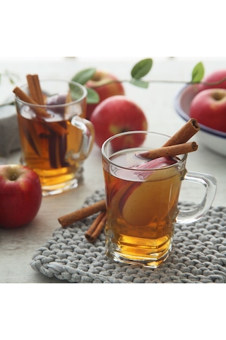 LAV Elegan Cam Fincan 6 Kişilik 225 ml Kulplu (Kahve/Çay Bardağı)